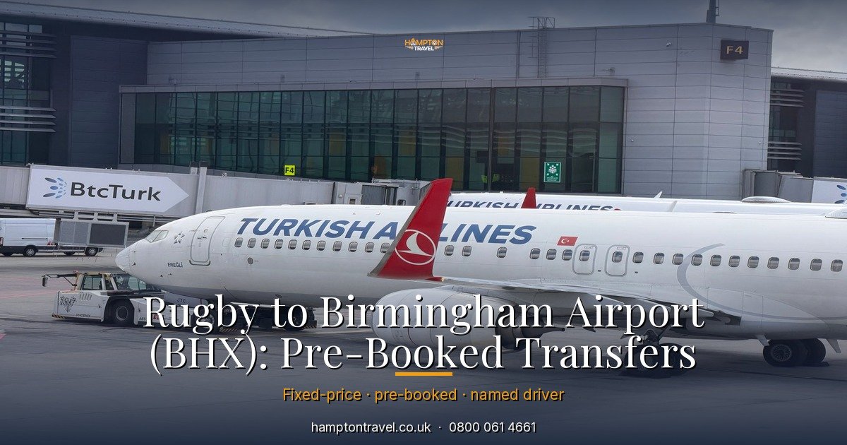 Rugby to Birmingham Airport (BHX): Pre-Booked Transfers